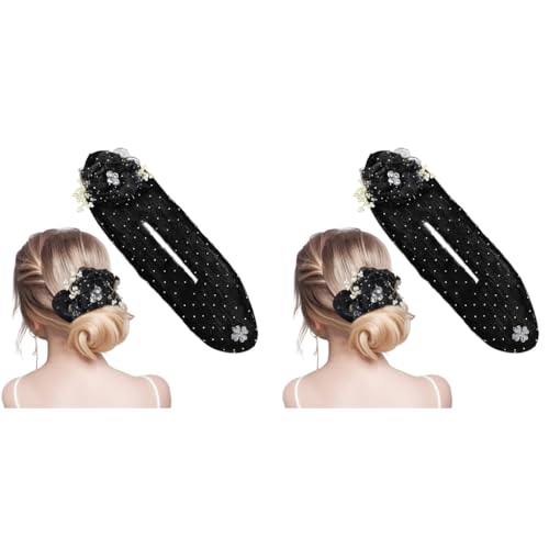 PALAY® Hair Bun Accessories for Women and Girls Floral Pearl Magic Maker for Long Thick Flawless French Clips Elegant Headpiece Birthday Gift 2 PCS PALAY® Hair Bun Accessories for Women and Girls Floral Pearl Magic Maker for Long Thick Flawless French Clips Elegant Headpiece Birthday Gift 2 PCS